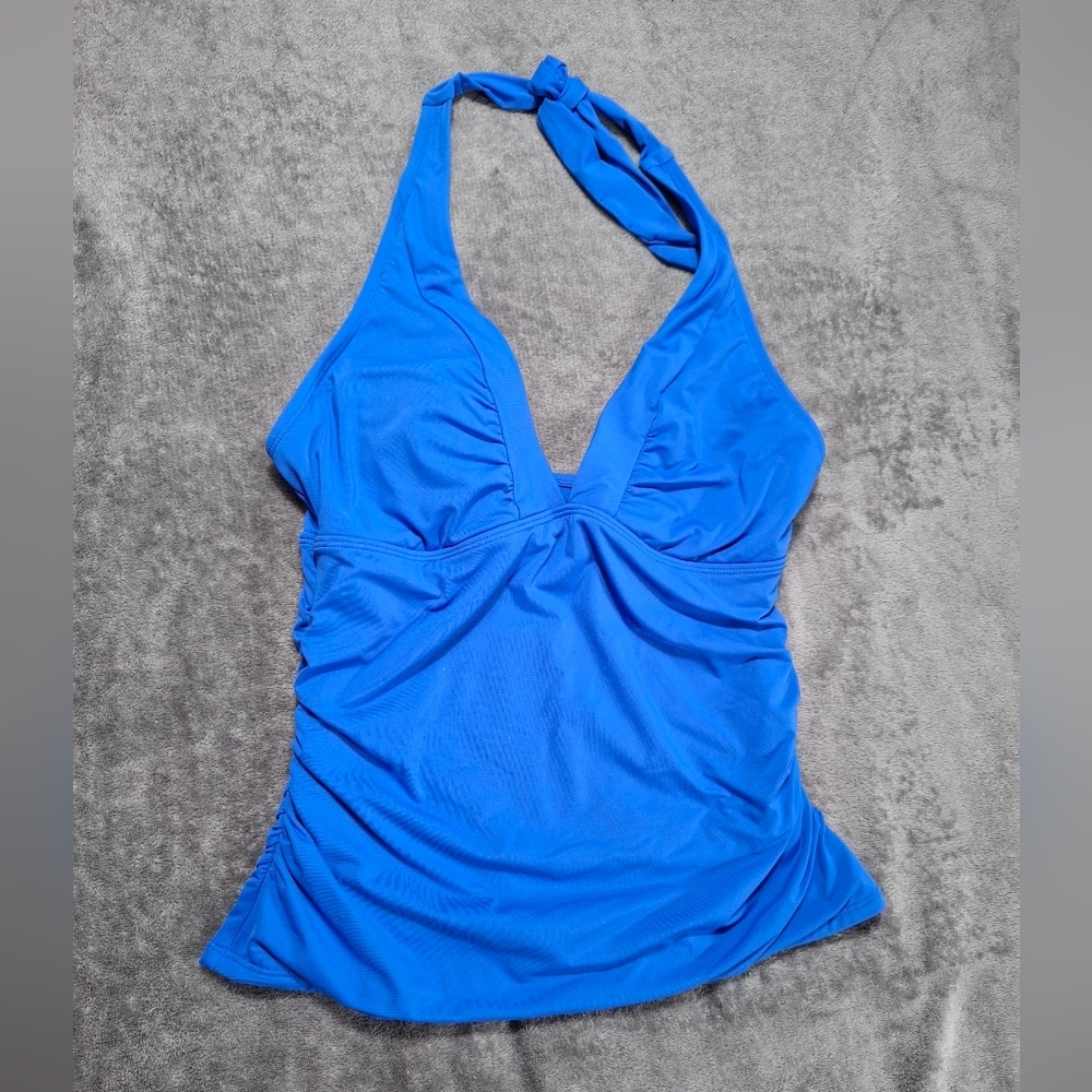 Athleta Shirrendipity Halter Tankini Swim Top Blue Size Small - Picture 2 of 6